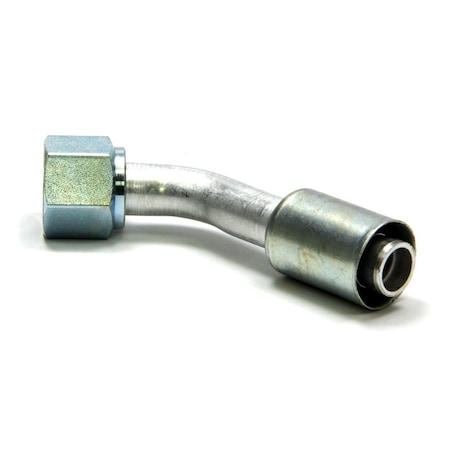 Vintage Air Vintage Air VIN354200 Hose End Fitting - 45 deg 0.62 in. Hose Crimp to 10 AN Female O-Ring Aluminum & Steel - Cadmium & Natural VIN354200